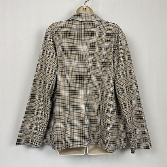 J Jill Blazer Womens Large Beige Plaid Relaxed Academia Fall Neutral Corpcore - Picture 4 of 12